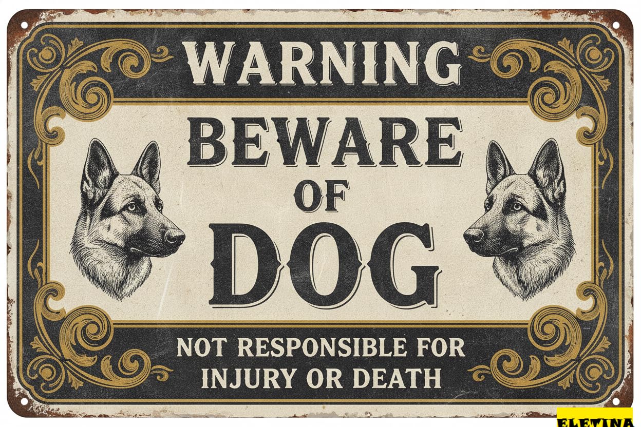 Tin Sign for Man Cave Beware Of Dog Ger Shepherd Metal Warning Beware Of Dog S Fence Outdoor Farm Garden Gate Home Yard Decor 8x12in Private Property Decorative