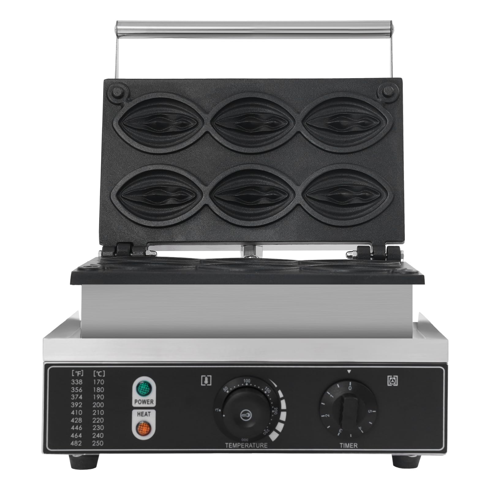 Commercial Waffle Maker, 6pcs Strange Shape Abalone Waffle Maker Machine,for Bakeries, Restaurants, Kiosks, Canteens, Etc, with Detachable Slag Tray, Nonstick Pan Design