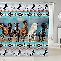 Vista 14 de Cortina de baño azteca de 72 pulgadas de ancho x 72 pulgadas de largo, cortina de ducha étnica tribal con flechas occidentales, juego de cortina