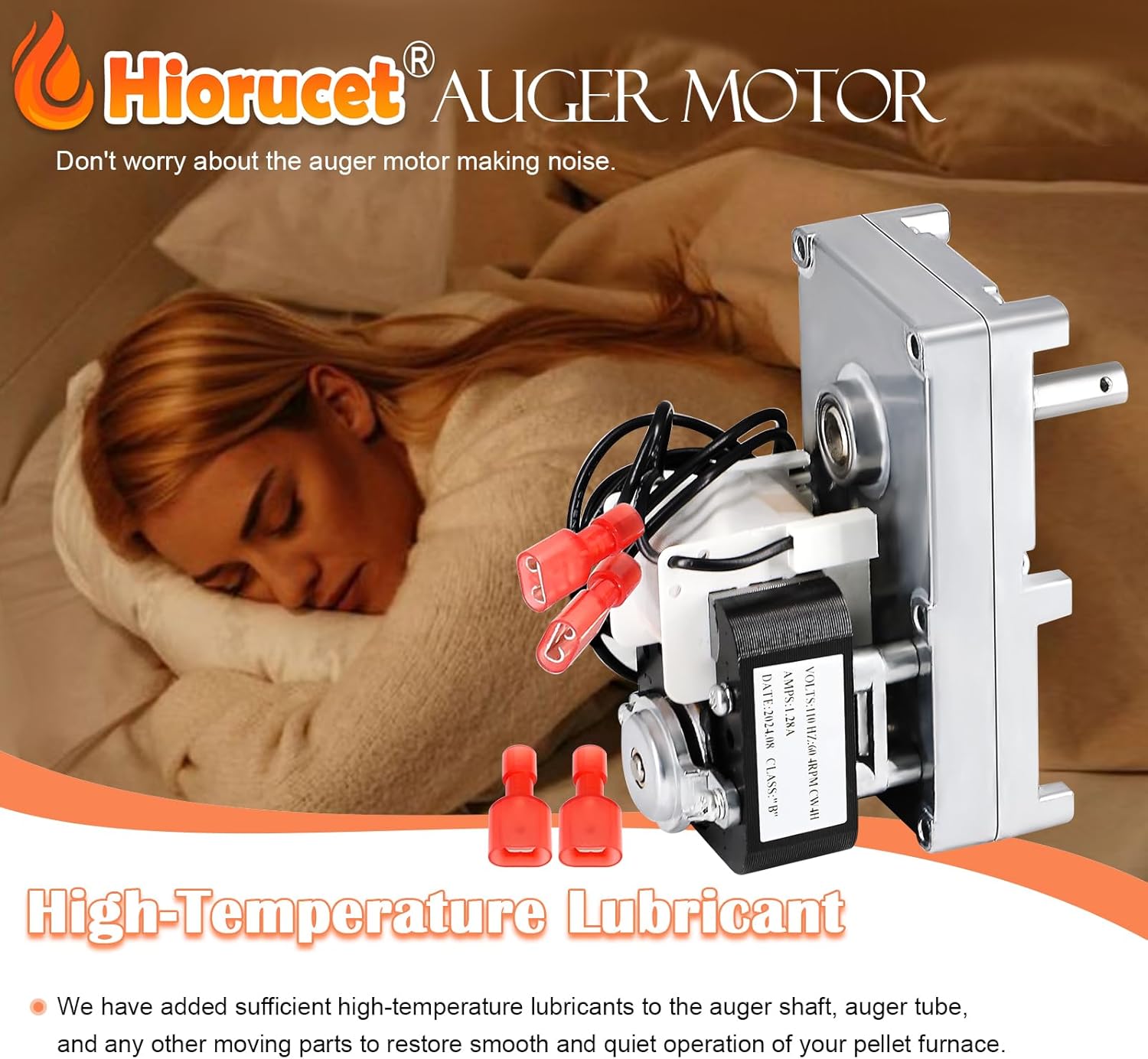 Hiorucet 4RPM Auger Motor C-E-010 for Breckwell P24, P24I, P23, P23I, P20, P26, P28, P32i, P2000, P2000I, P2700, P6000, SP6000 Pellet Stove Parts, Clockwise Auger Motor with Hole. 4RPM C-E-010