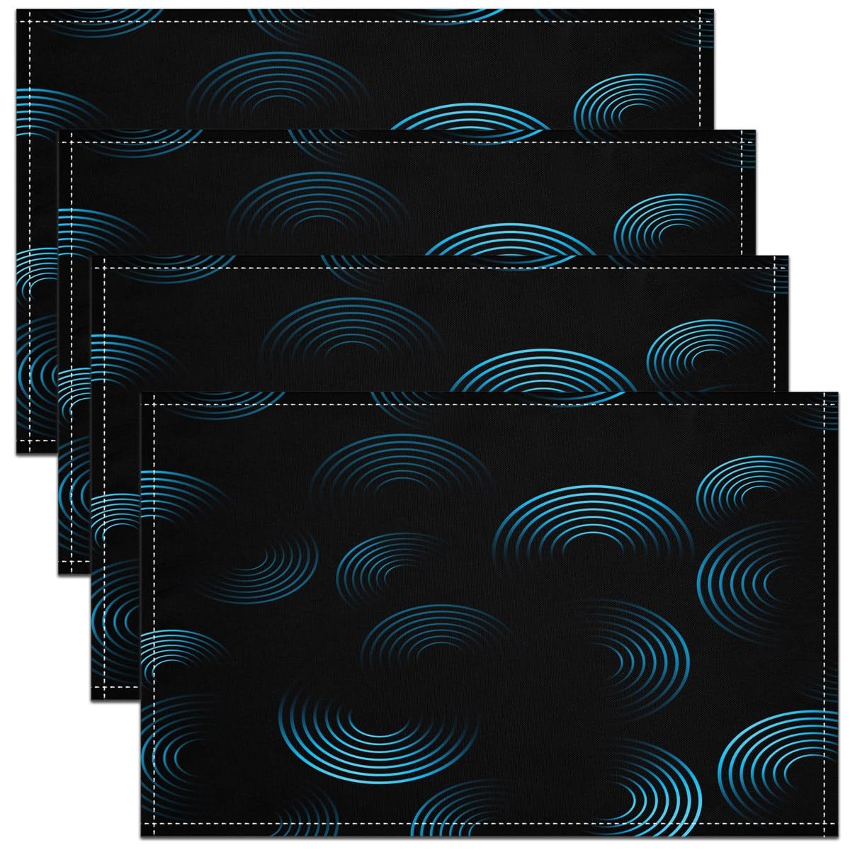 Homemissing Teel Green Circle Placemats Set of 4 Circle Table Place Mats for Kids Ombre Circle Placemat Geometric Indoor Outdoor Decor Table Mats 45X30cm