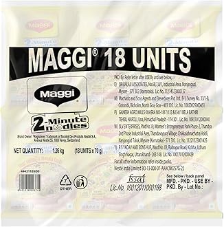 MAGGI 2-Minute Instant Noodles, Masala Noodles With Goodness Of Iron, Made With Choicest Quality Spices, Favourite Masala Taste, 1.26kg Pouch (Pack of 18, 70 g each)