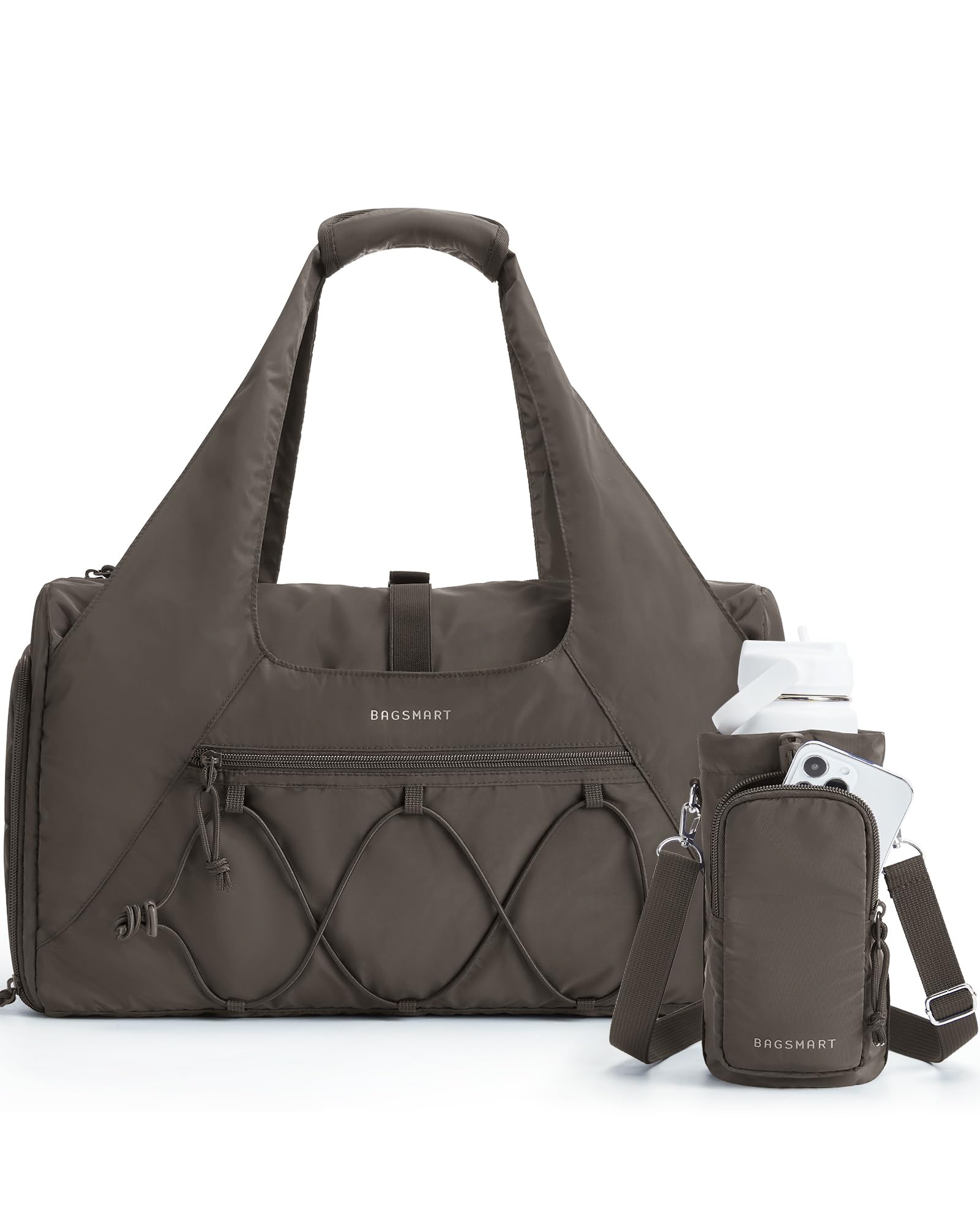 BAGSMART Gym Bag for Women, Lightweight Duffel with Shoe Compartment, Tote Bag with Wet Pocket for Yoga Travel, Dim Gray