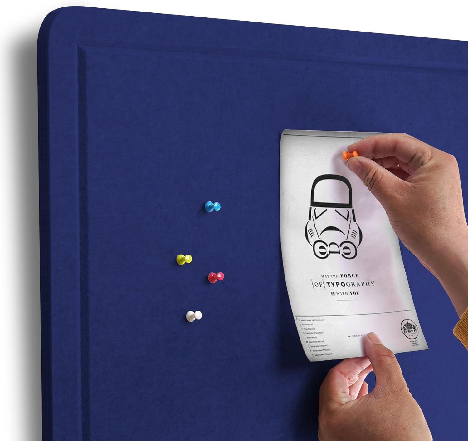 Large Bulletin Board, 60 X 36 inches Cork Board with 30 Pushpin, 5' x 3' Felt Cork Board Notice Pin Board, Self-Adhesive Vision Board Mood Board Foldable Photo Board for Wall - Dark Blue