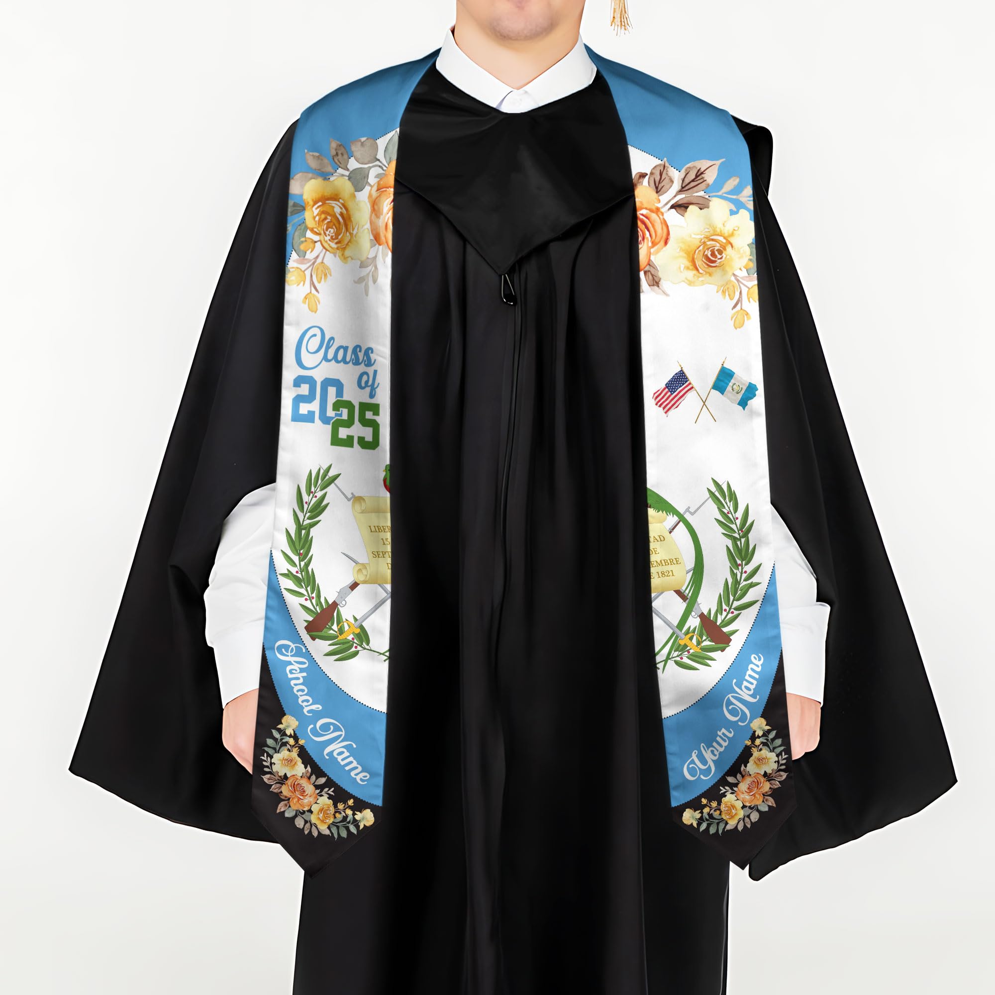 MonkeyVan Personalized Guatemalan Graduation Sash 2025,Custom Guatemala Flag Stole,Guatemala Graduation Stole Class of 2025 S190