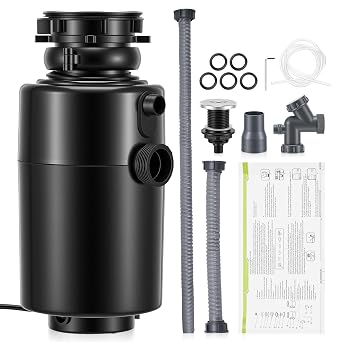 Food Waste Disposer, Stainless Steel Kitchen Under Sink Food Garbage Disposer Built-in Air Switch with Anti-Clamping and Overload Protection,High-Speed for Efficient Food Waste Grinding