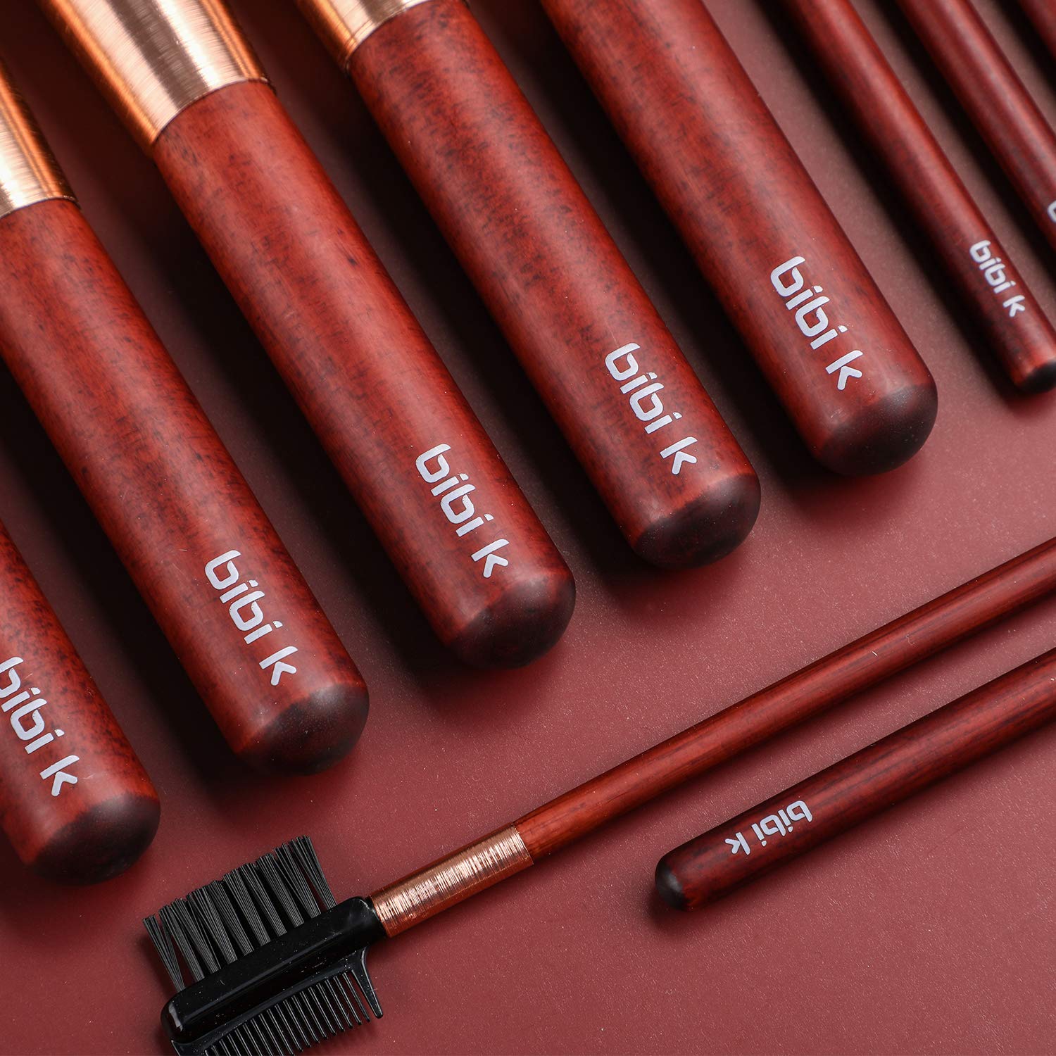Bibi k Makeup Brushes 16pcs Brush Set Premium Synthetic Foundation Concealer Eyeshadow Brushes Kit, Wiredrawing Rose Gold : Beauty & Personal Care