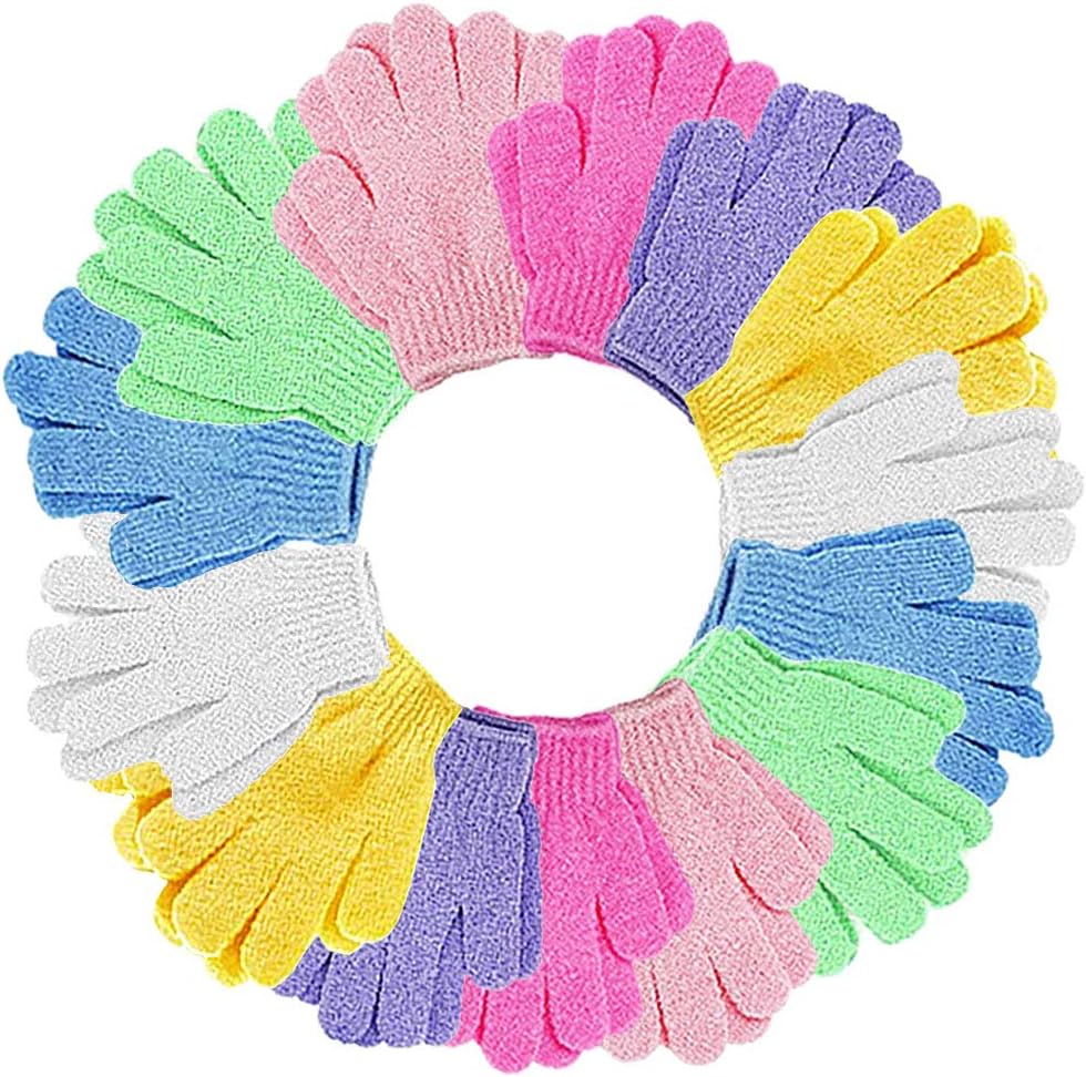 14 Pairs Bath Gloves,Exfoliating Shower Bath Gloves,Shower Scrub Gloves for Shower,Spa,Massage and Body Scrubs(7 Colors)