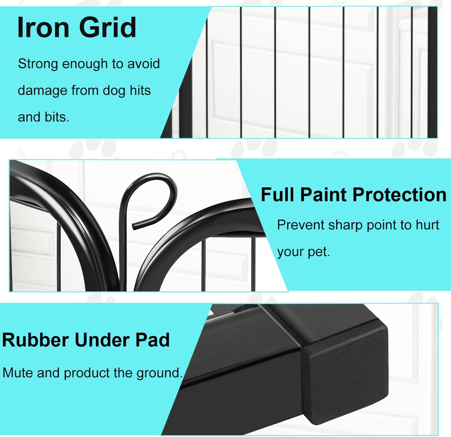 Pet Playpens for Dogs, Indoor Outdoor Pet Fence Barrier, 2 Panels 24(H) Inches High Exercise Heavy Duty Dog Playpen with Lockable Double Door Foldable Metal Dog Fence for Large Medium Small Animals