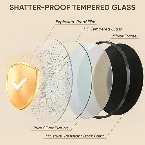 Miniatura 4 de Antok Espejo redondo de 18 pulgadas para pared, espejo redondo de baño, espejos de pared circulares con marco de metal negro, espejos circulares