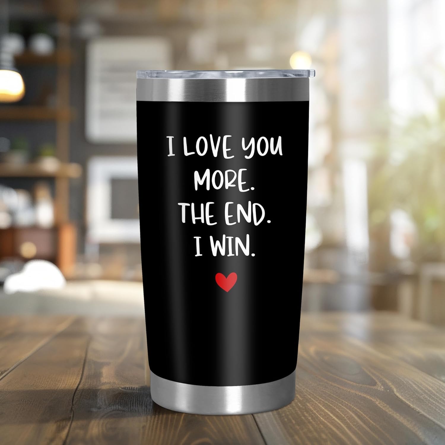 TEEZWONDER Gifts for Him Men - I Win Black Stainless Steel Insulated Coffee Tumbler with Lid 20 Oz - Anniversary Birthday Gifts for Him Husband Boyfriend, Tumbler for Men - Image 4
