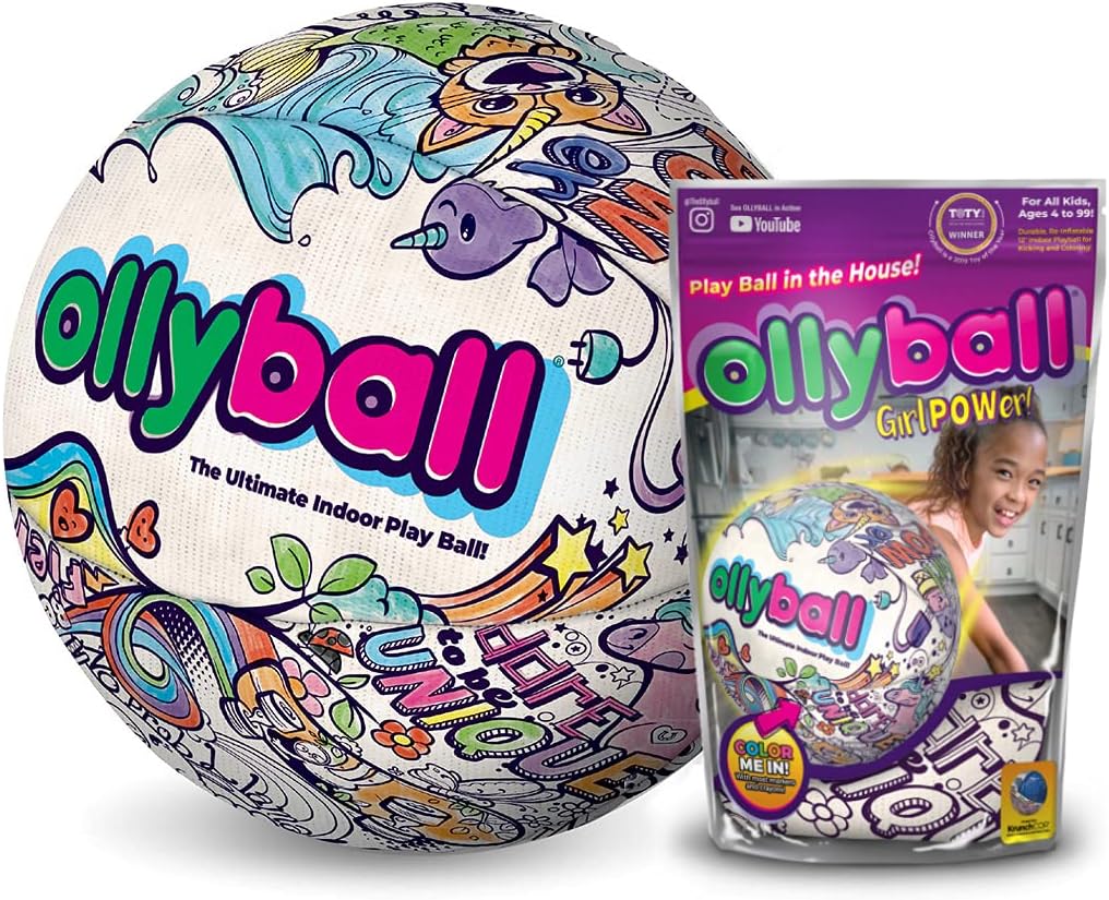Ollyball Girl Power Eco Pak! The Ultimate Indoor Colorable Play Ball for Kicking and Coloring in The House!