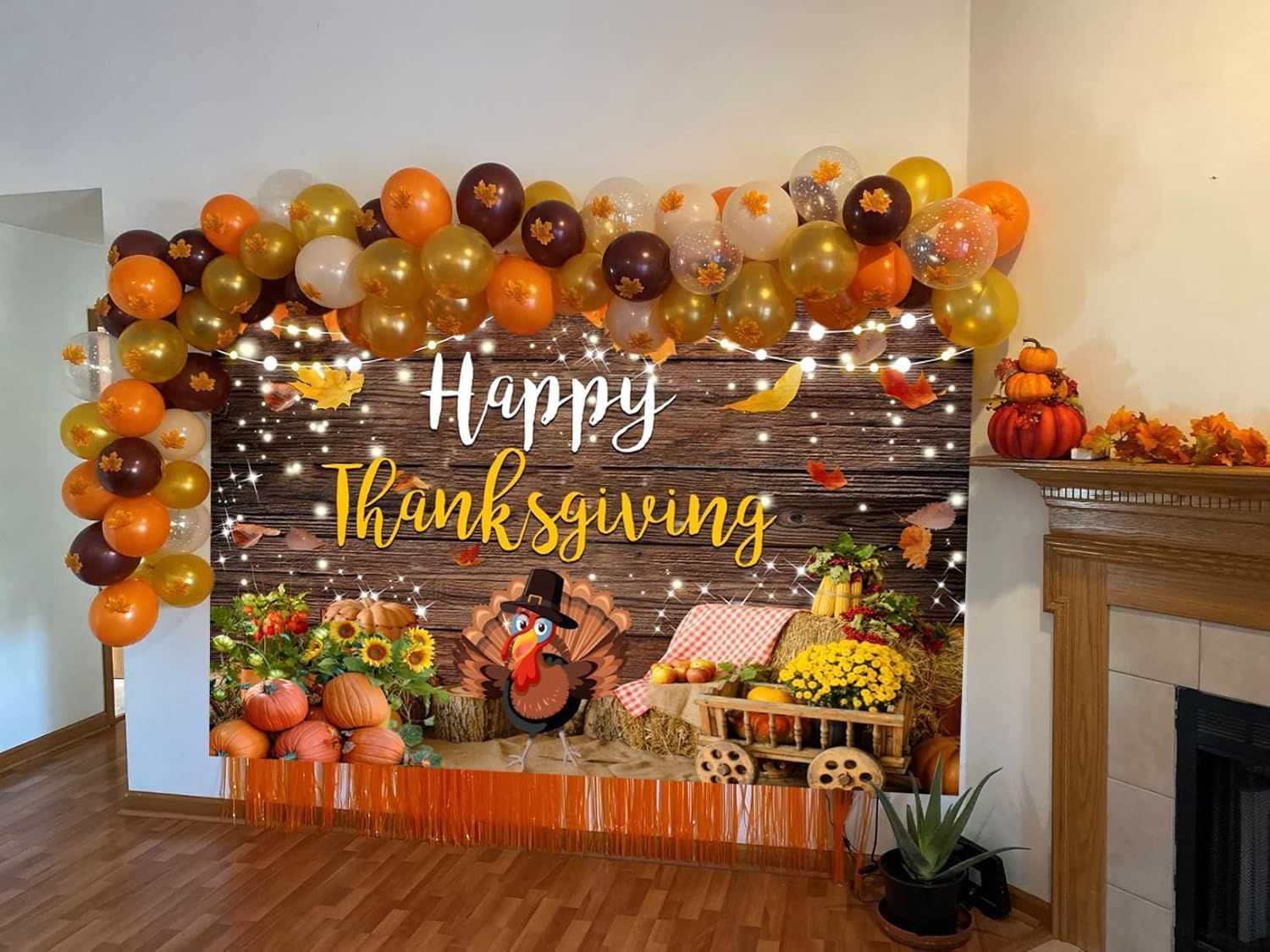 Thanksgiving Backdrop 10x8ft Fall Happy Thanksgiving Photography Background Party Decorations Banner Wooden Board Turkey Pumpkin Backdrop Family Photo Shoot Props