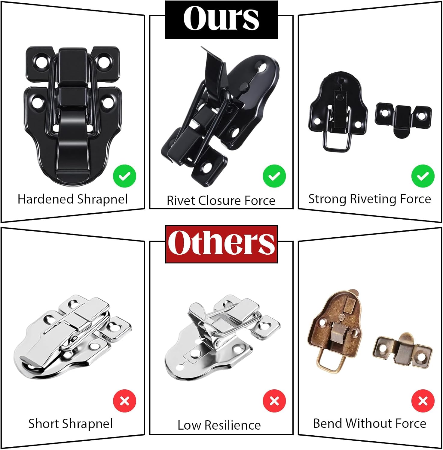 2 PCS Small Toggle Hasp Latch with Hardening Screws, Metal Tool Box Buckle Latches Hardware Black Duckbilled Jewelry Box Latch Locks Replacement Chest Latches for Cabinet Door Guitar Case Wooden Boxes