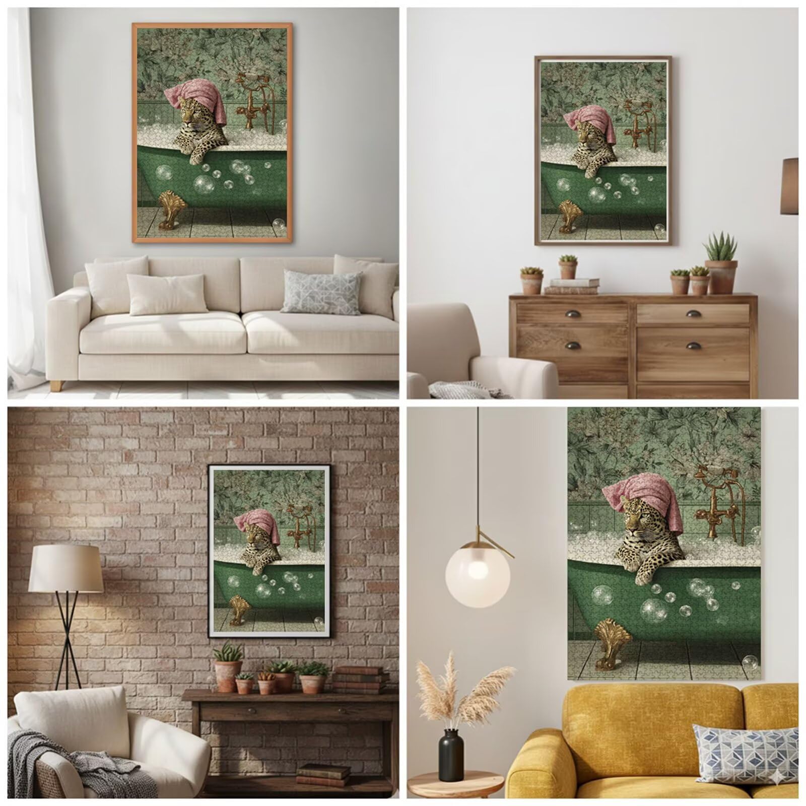 2000 elementów puzzli dla dorosłych - solidne drewno (części standardowe) - lampart i łazienka - 75 x 105 cm - Dekoracja ścienna i relaks - przedmiot rekreacyjny dla osób powyżej 14 lat P3#1121