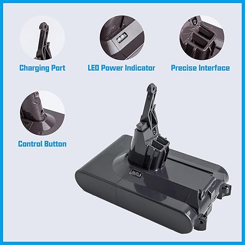 Miniatura 4 de V8 Batería de repuesto para Dyson V8-21.6V 4000mAh Li-ion Batería compatible con SV10 V8 AnimalAbsoluteMotorheadFibra de CarbonoFluffy Series