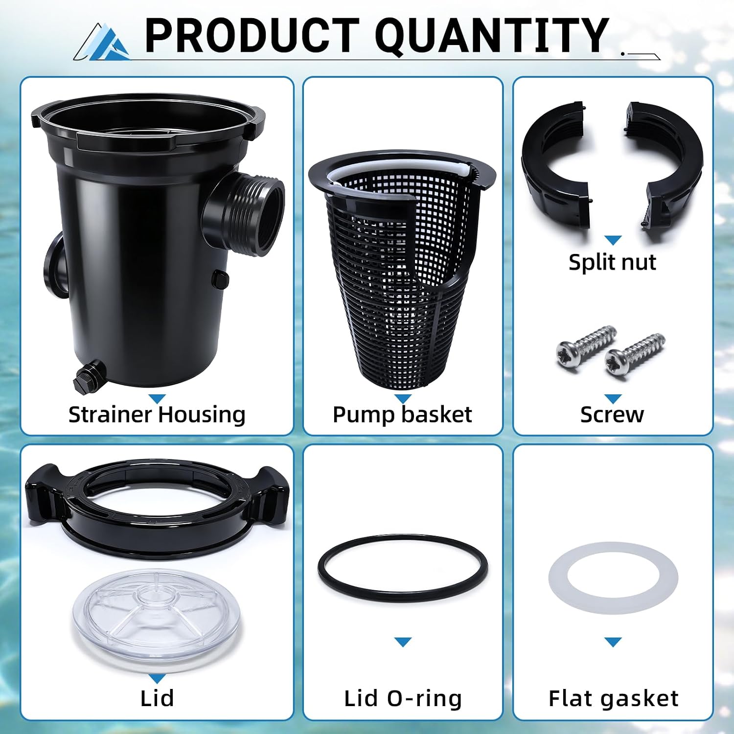 310-6500 Pool Pump Strainer Housing with Lid & Basket Compatible with Waterway Hi-Flo/Hi-Flo II Pumps 310-6500 Pump Housing Designed for Swimming Pool and Spa Pumps