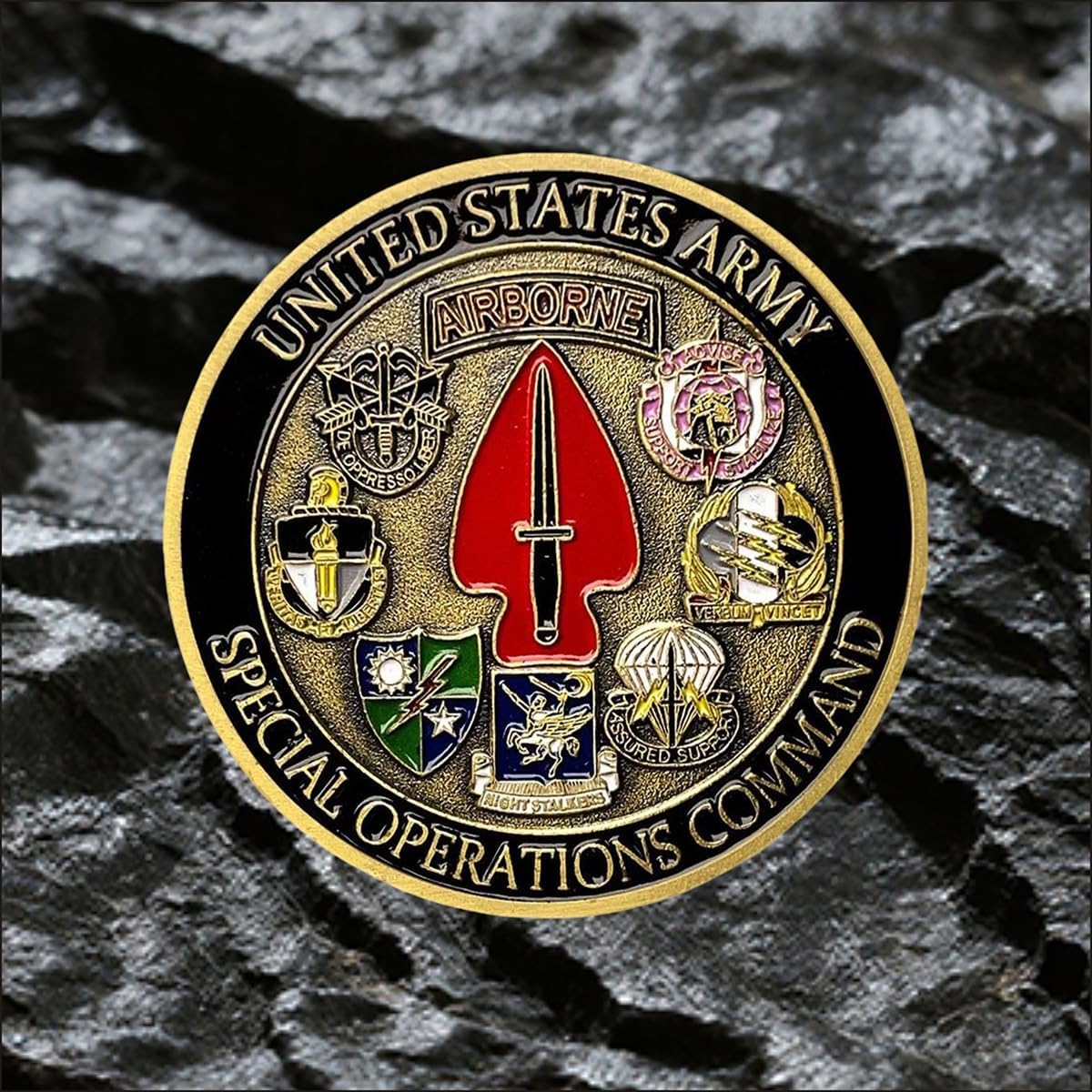 10pcs U.S. Army Challenge Special Operations Command Sine Pari Military Challenge Coins for Veterans Military Collectors