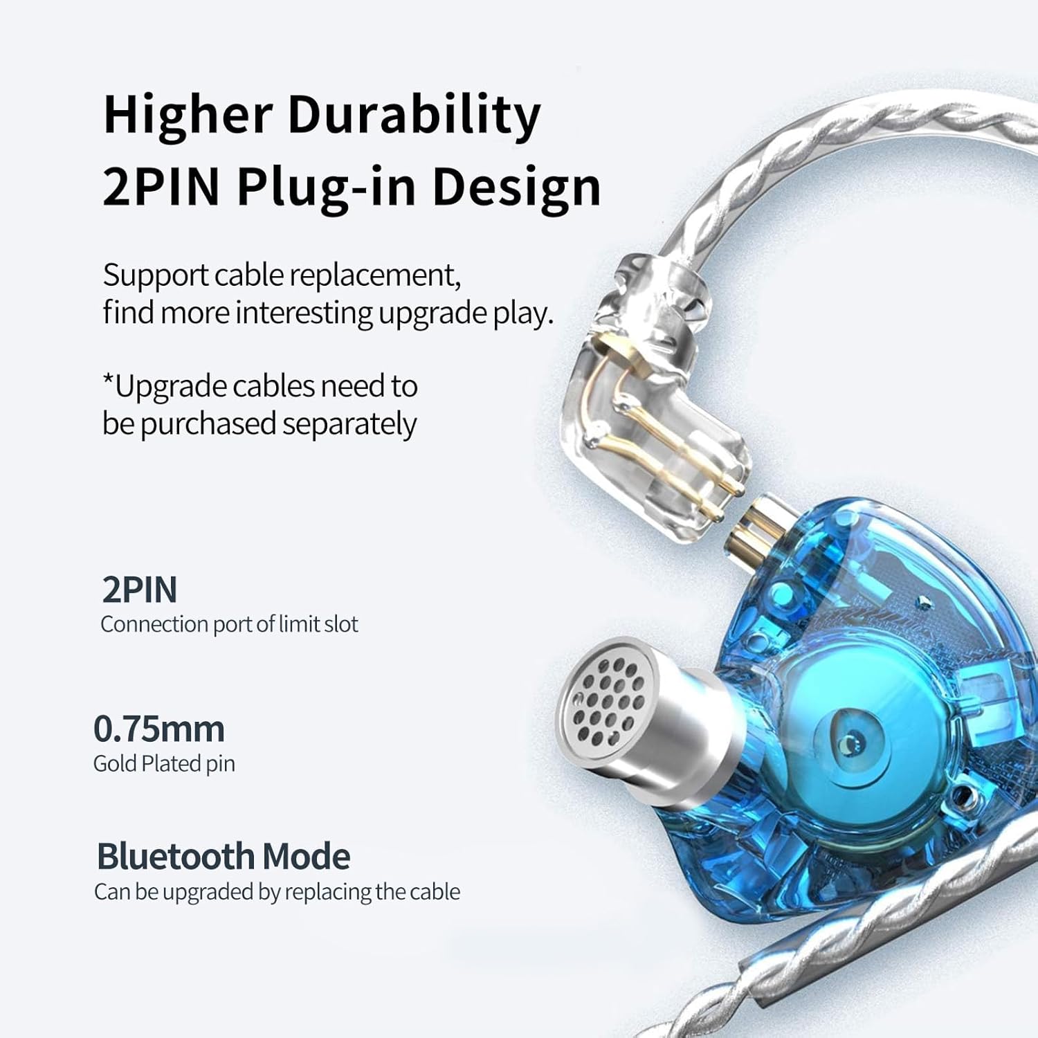 KZ Zax in Ear Headphones 7BA+1DD Hybrid 16 Drivers HiFi Noise Cancelling in Ear Monitor, Zin Alloy Shell Metal Wired Earphone with 3.5mm Jack Detachable 2 Pin 0.75mm Cable (No mic, Silver)