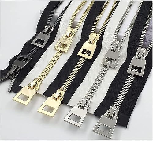 Miniatura 4 de Cremalleras de bobina de nailon de metal, 1 cremallera deslizante doble de metal 10#, 33.5in, cremallera de costura ultra ancha de extremo abierto