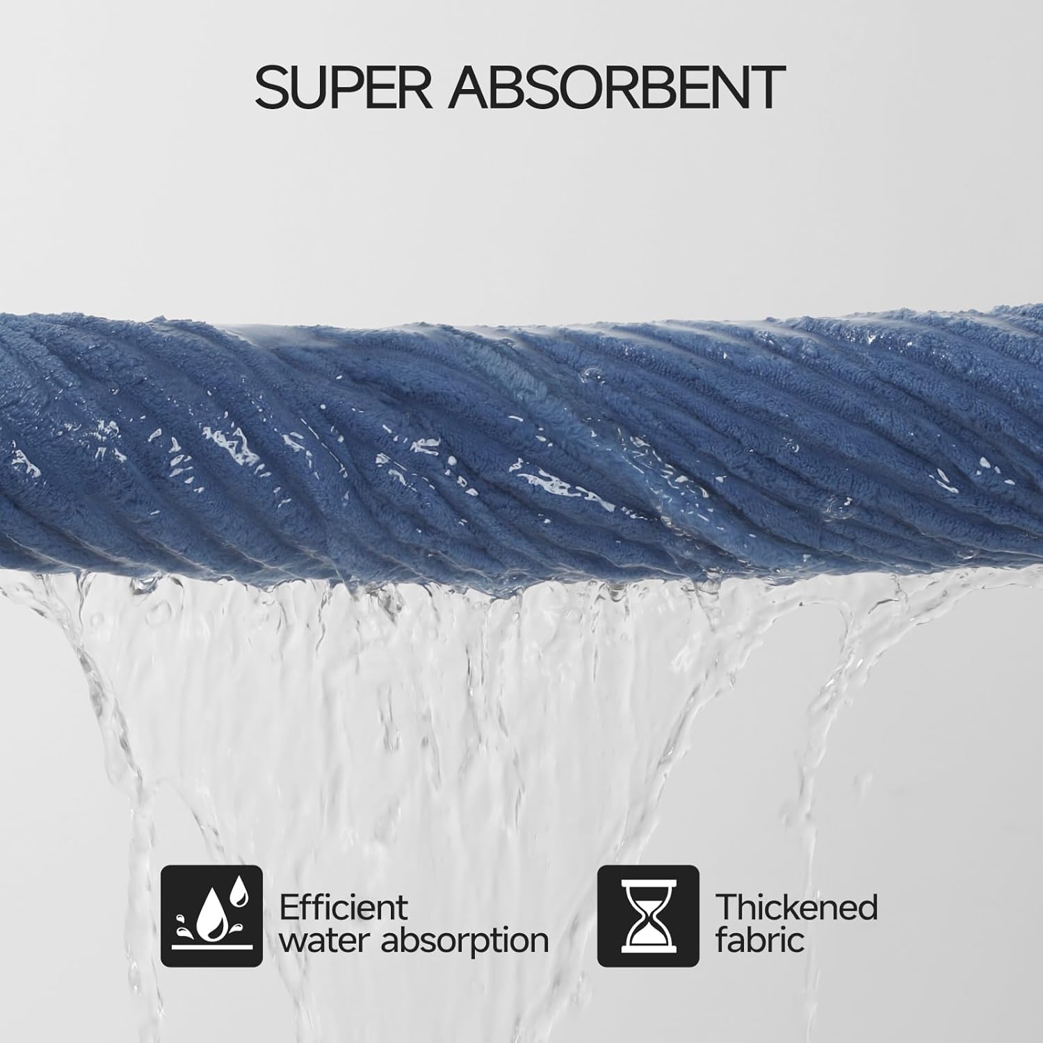 REDKISS Blue Bath Towels Set 8 Piece - Microfiber Bathroom Towels of 8 Large, Highly Absorbent Bath Towel, Soft Shower Towel for Bathroom, Hotel 2 Bath Sheet 2 Hand 2 Washcloths 2 Hair Towel Wrap - Image 7