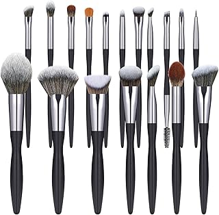 Juego de 16 brochas de maquillaje negras de c...