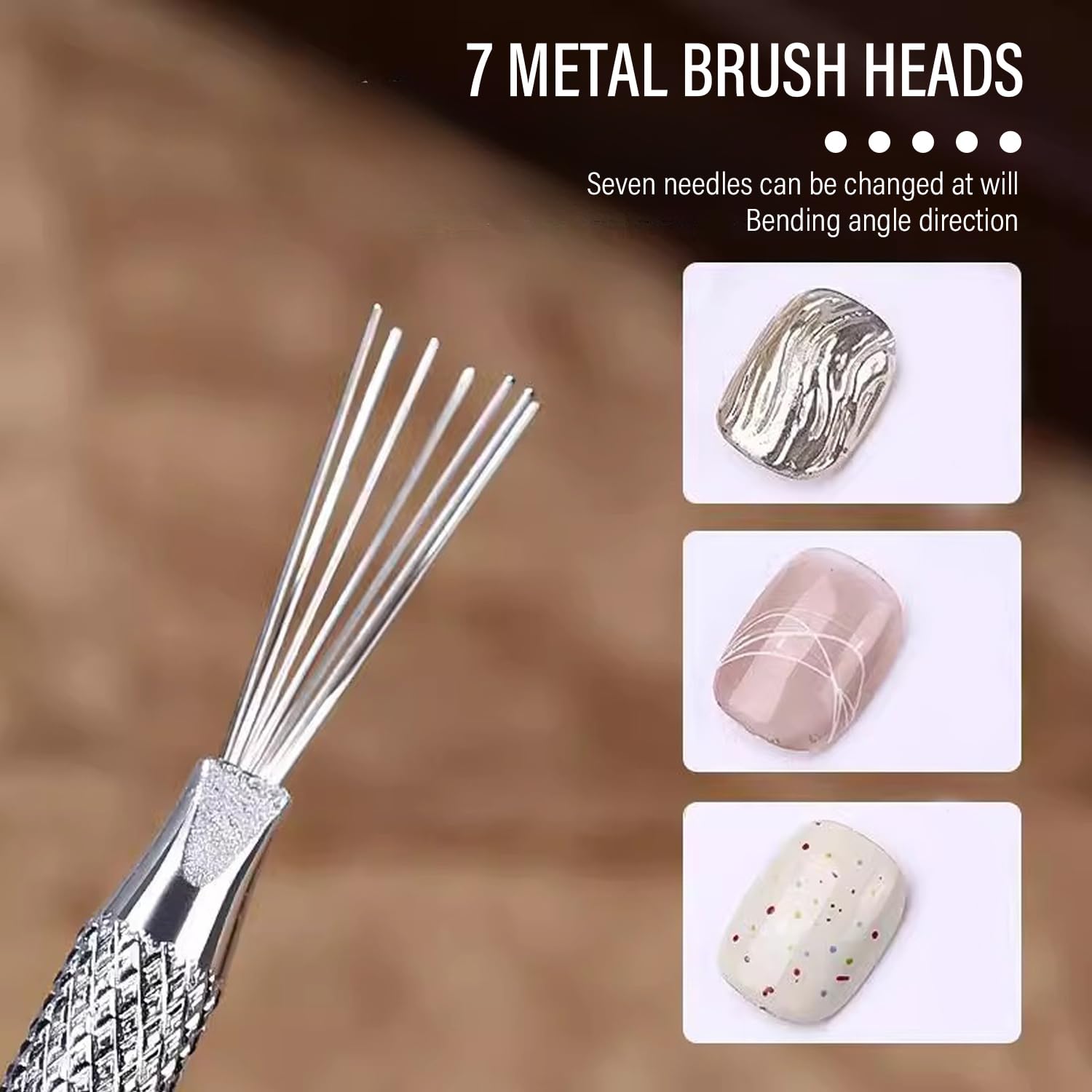 2 pezzi in acciaio inox righe linee Nail Art penne linea strumento di pittura multifunzionale 7 pin Nail Art strumento antiscivolo maniglia design linea pennello nail art