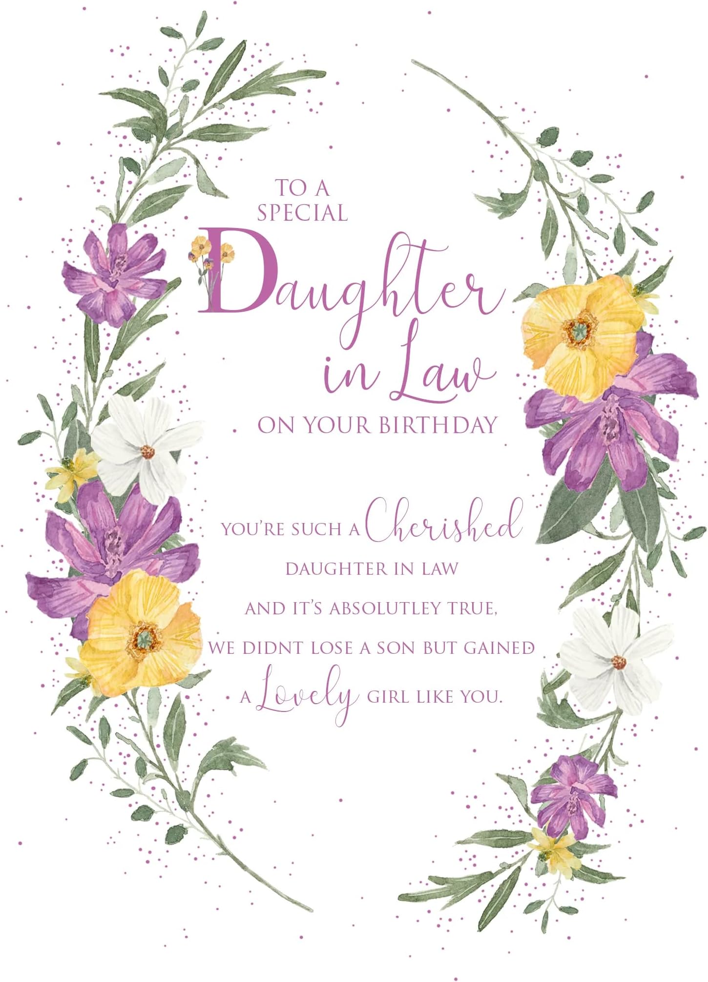 Happy Birthday Daughter In Law Card. Cherry Orchard. Modern Happy Birthday Daughter In Law Card. Cherry Orchard. Modern