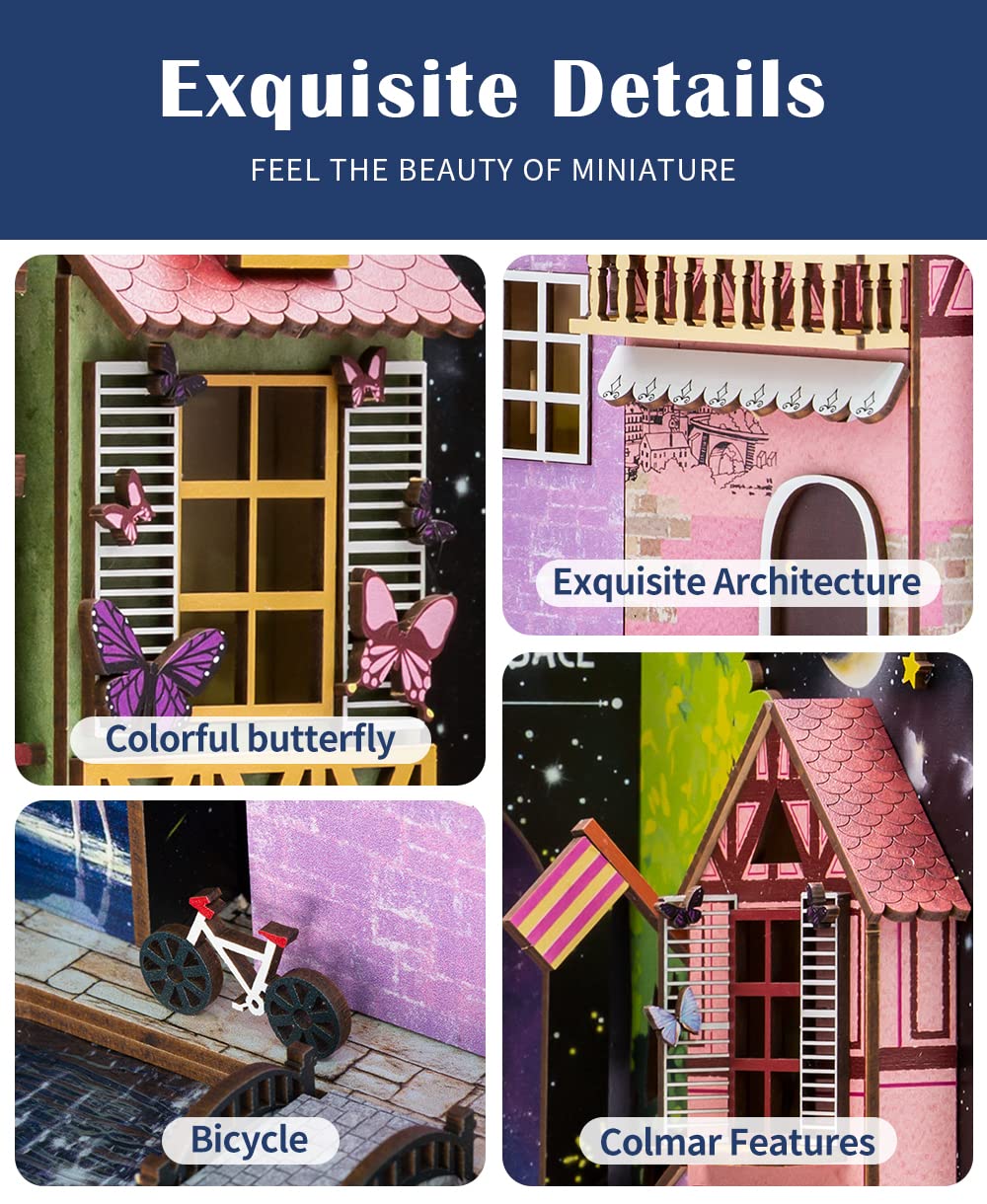 DIY Book Nook Kit: Maison de Poupée Miniature avec Meubles avec lumière LED, Puzzle 3D en Bois, Serre-Livres d'art Kits de modèles pour Adultes à Construire (Musée Astrologique