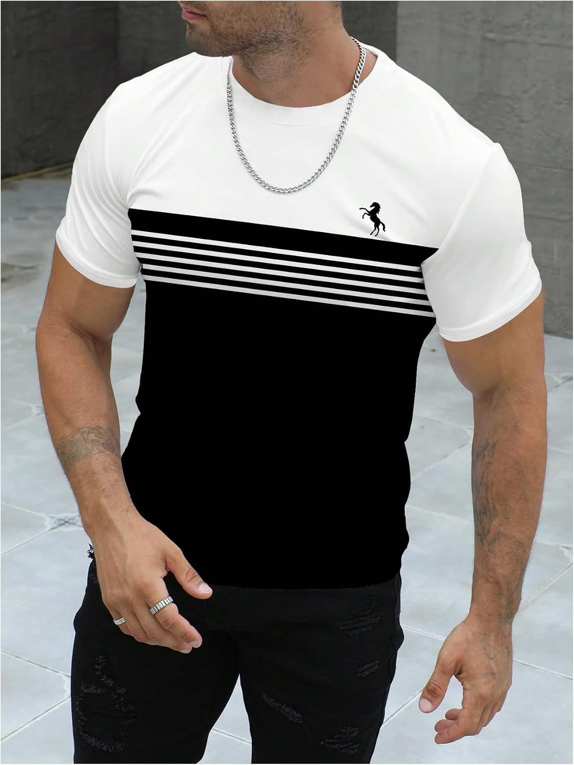 SOLY HUX Men's Classic Tees Short Sleeve Crew Neck T Shirts Summer Color Block Tops
