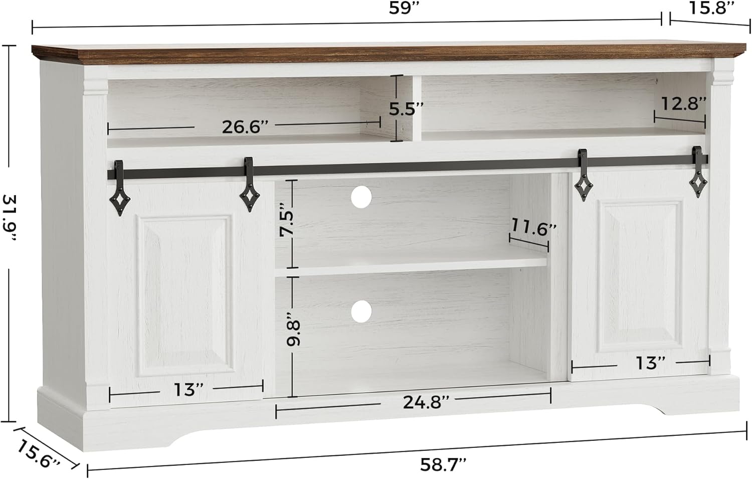 Detailed dimensions diagram of the TV stand