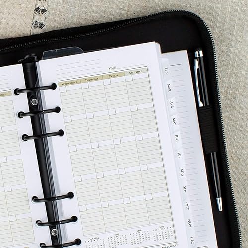 Miniatura 9 de AT-A-GLANCE Juego de iniciación de piel sintética sin fecha, 6 anillas, 3-34" x 6-34, tamaño portátil, negro (033-0240-05)