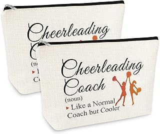 2 Pcs Cheerleading Coach Gift Makeup Bag for Women Cheer Coach Cheer Mom Appreciation Gift Cheerleader Gift Mother's Day Birthday Gift for Cheer Mom Cheer Coach Thank You Gift Travel Cosmetic Bag