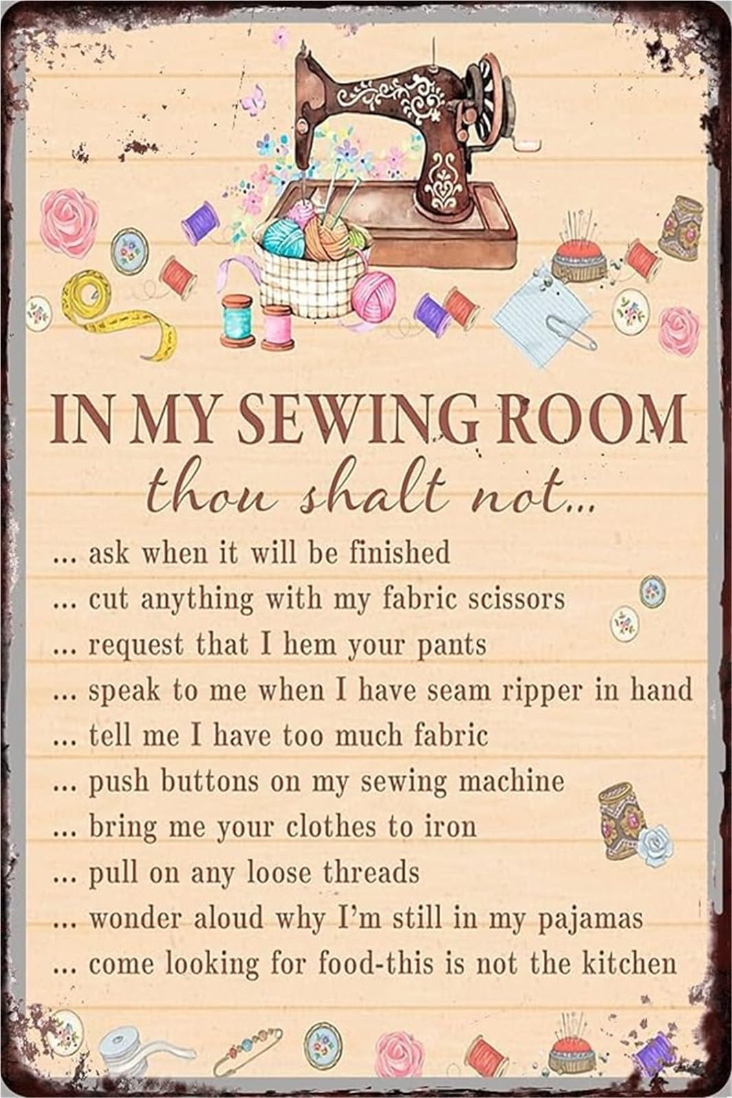 VWWJCCRO My Sewing Room Vintage Tin Sign Chic Decor for Home Bar Cafe Farm Store Garage Club 8 X 12 in