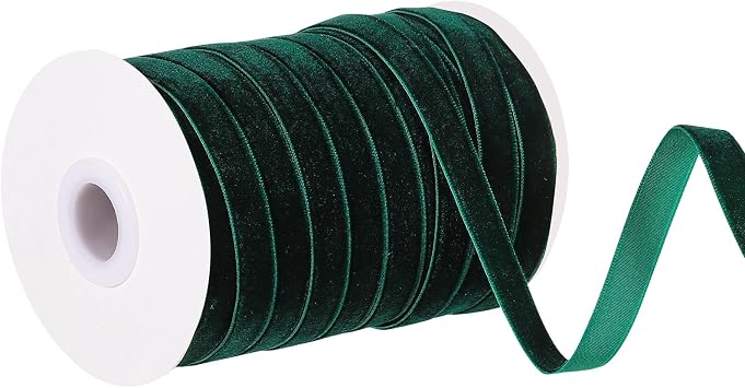 30 Yards Green Velvet Ribbon 3/8 Inch Velvet Fabric Vintage Thin Easter Ribbon for Choker Flower Bouquet Gift Wrapping Hair Bows Mothers Day Graduation Gifts Decorations