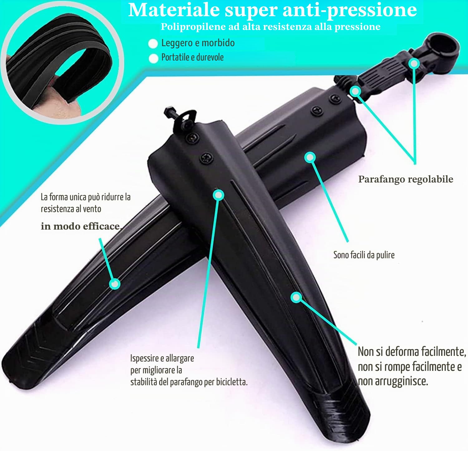 Favuit Parafango Bici, Universale Regolabile Parafanghi Bici Set 20-26 Pollici Anteriore Posteriore Parafango Bicicletta per Mountain Bike Bici da Corsa MTB