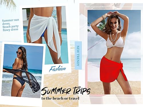Miniatura 3 de Pareo de playa para mujer, 2 piezas, pareo de gasa para cubrir el traje de baño, faldas cortas para traje de baño