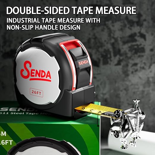 SENDA Tape Measure 26FT, Magnética, Retráctil, Doble Anillo, 1.2" Ancho, Escalas Métricas/Imperial, Bloqueo de Dedo para DIY y Construcción miniatura 8