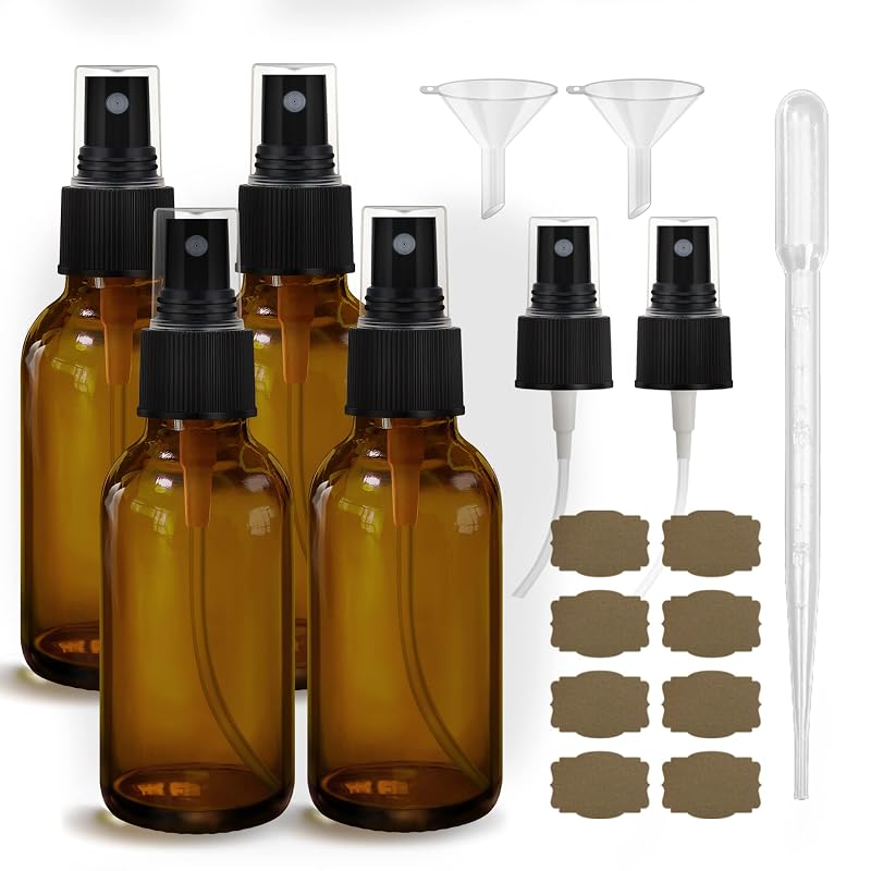 Frascos spray de vidro âmbar GIVAMEIHF, 120 mL, pacote com 4