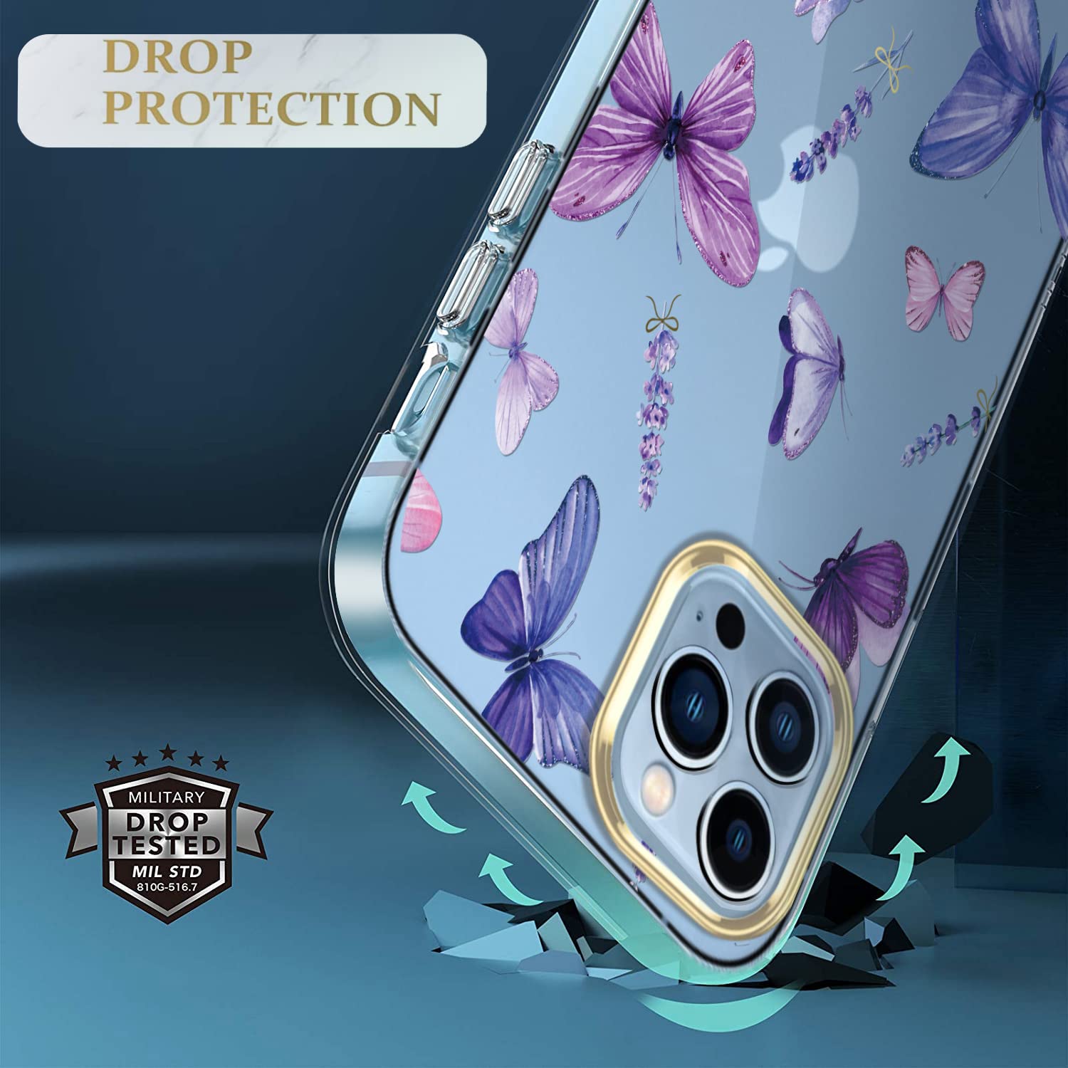 luolnh Compatibile con iPhone 13 Pro Custodia con fiore, per donne