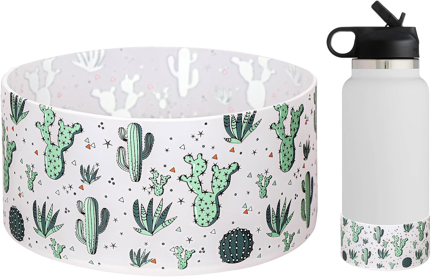 WK IEASON Protective Silicone Base Boot 12oz-24oz for Hydro Flask Wide Mouth/Standard Mouth, Anti-Slip Silicone Cover Bumper Compatible with Stanley Tumbler 40oz 30oz 20oz-2.83inch Bottom Diameter (Cactus Clear) Thumbnail