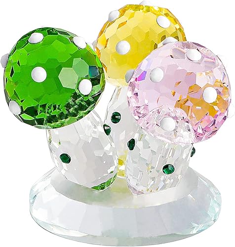 Coloridas figuras de adorno de hongos de cristal, escultura de seta de cristal, centro de mesa de pisapapeles de vidrio coleccionable, centro de