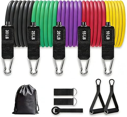 Miniatura 9 de Ab Roller - Equipo de gimnasio en casa – Rodillo muscular de 4 ruedas con pantalla LCD, 5 bandas de resistencia, correas de tobillo, anclaje