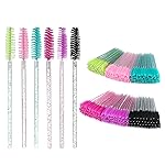 G2PLUS 300PCS Crystal Eyelash Brushes, Disposable Mascara Wands Makeup Applicator, Adjustable Lash Spoolies for Eyelash Extensions and Eyebrow Brush (Colourful)