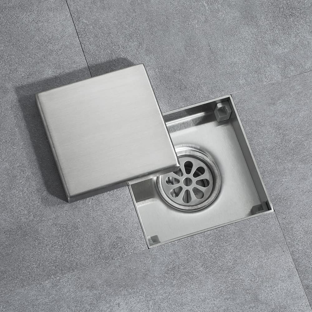 Filtro Scarico Doccia Scarico A Pavimento Doccia Inox 10x10 Cm - Canalina Quadrata Con Filtro Antiodore Piletta Doccia - 5
