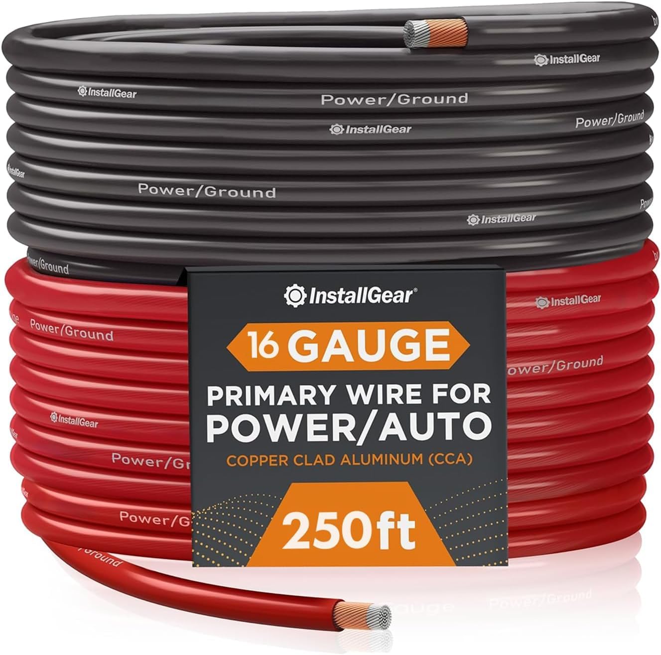 - InstallGear 16 Gauge 250ft Speaker Wire - Oxygen-Free Copper Wire for Car Audio, Home Theater, Stereo, and Surround Sound Systems - Durable and Easy to Install - Red, Black