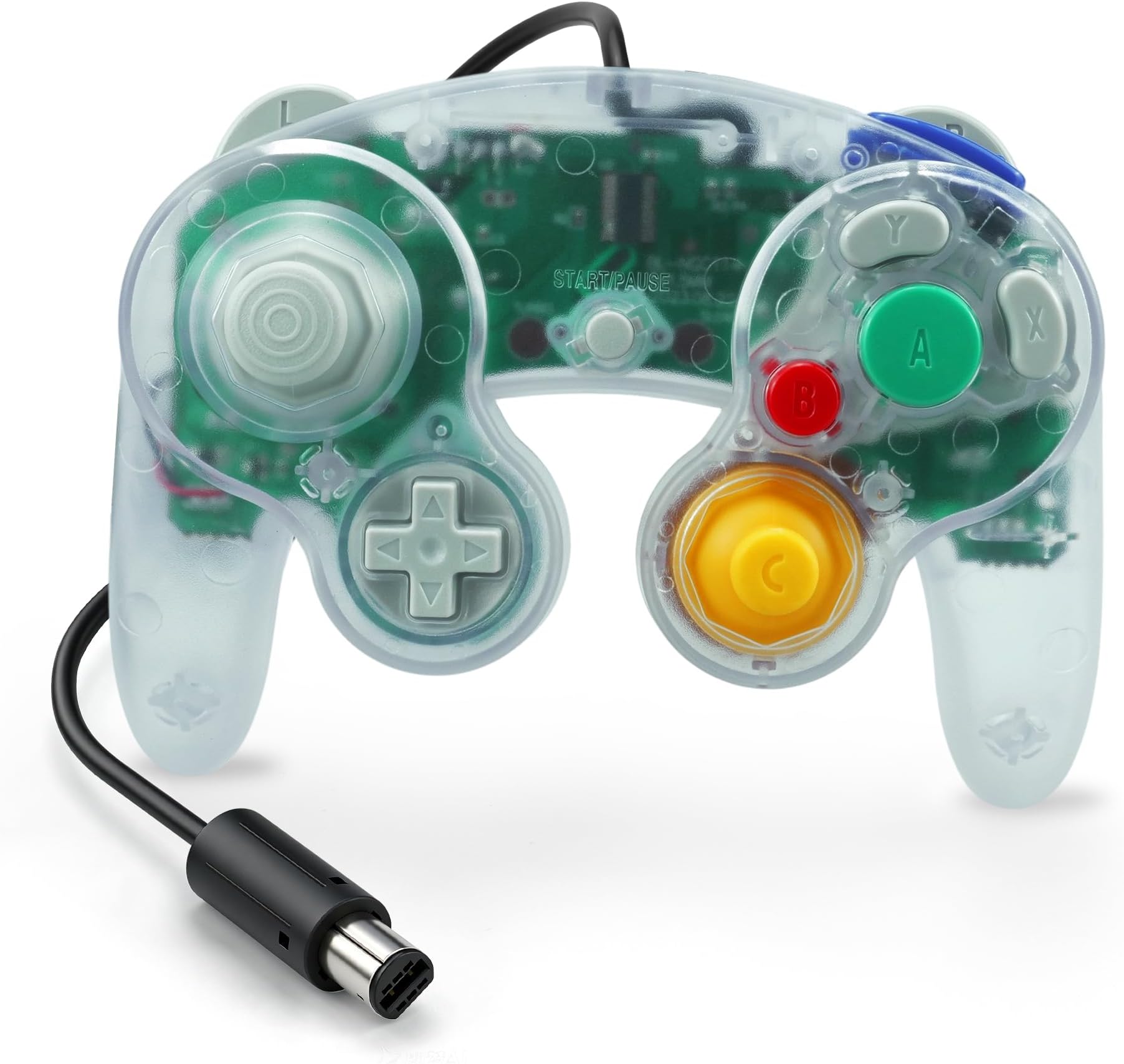 CirKa Wired Controller for Nintendo GameCube & Wii - Clear | Dual Analog Joysticks, Vibration Feedback, Pressure-Sensitive Buttons