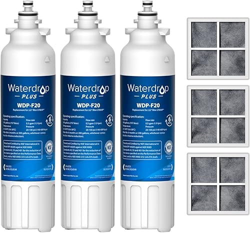 Waterdrop LT800P NSF 401&53&42 Certificado Filtro de agua para refrigerador y filtro de aire LT120F, compatible con LG LT800P, Kenmore 9490,