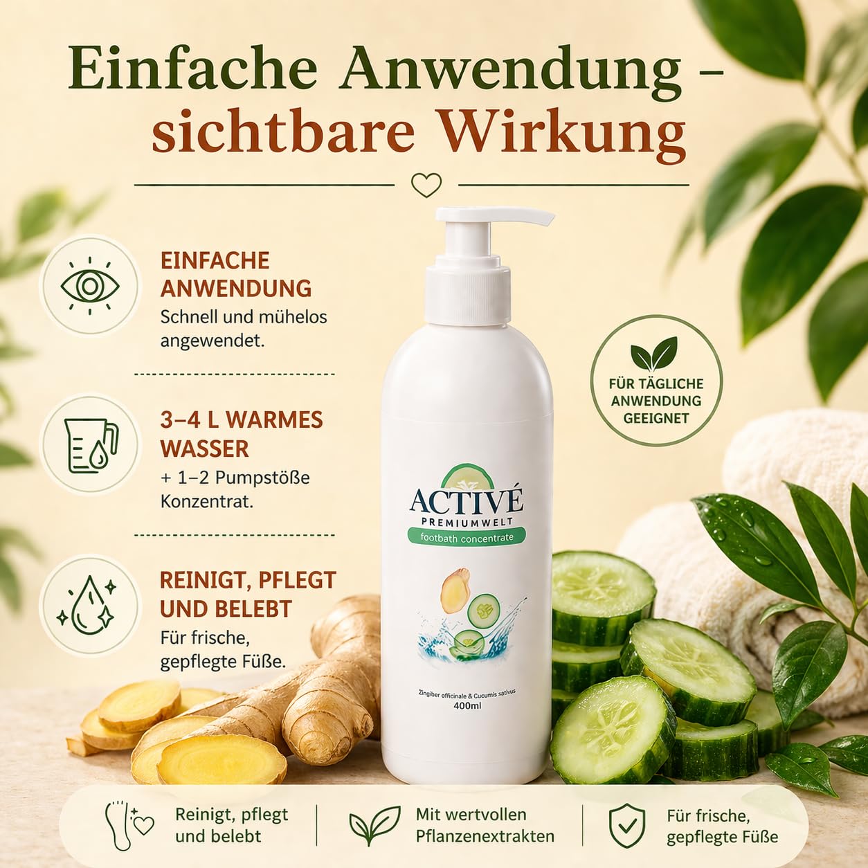 Fußbad-Konzentrat 400 ml mit Aloe Vera für müde, strapazierte Füße