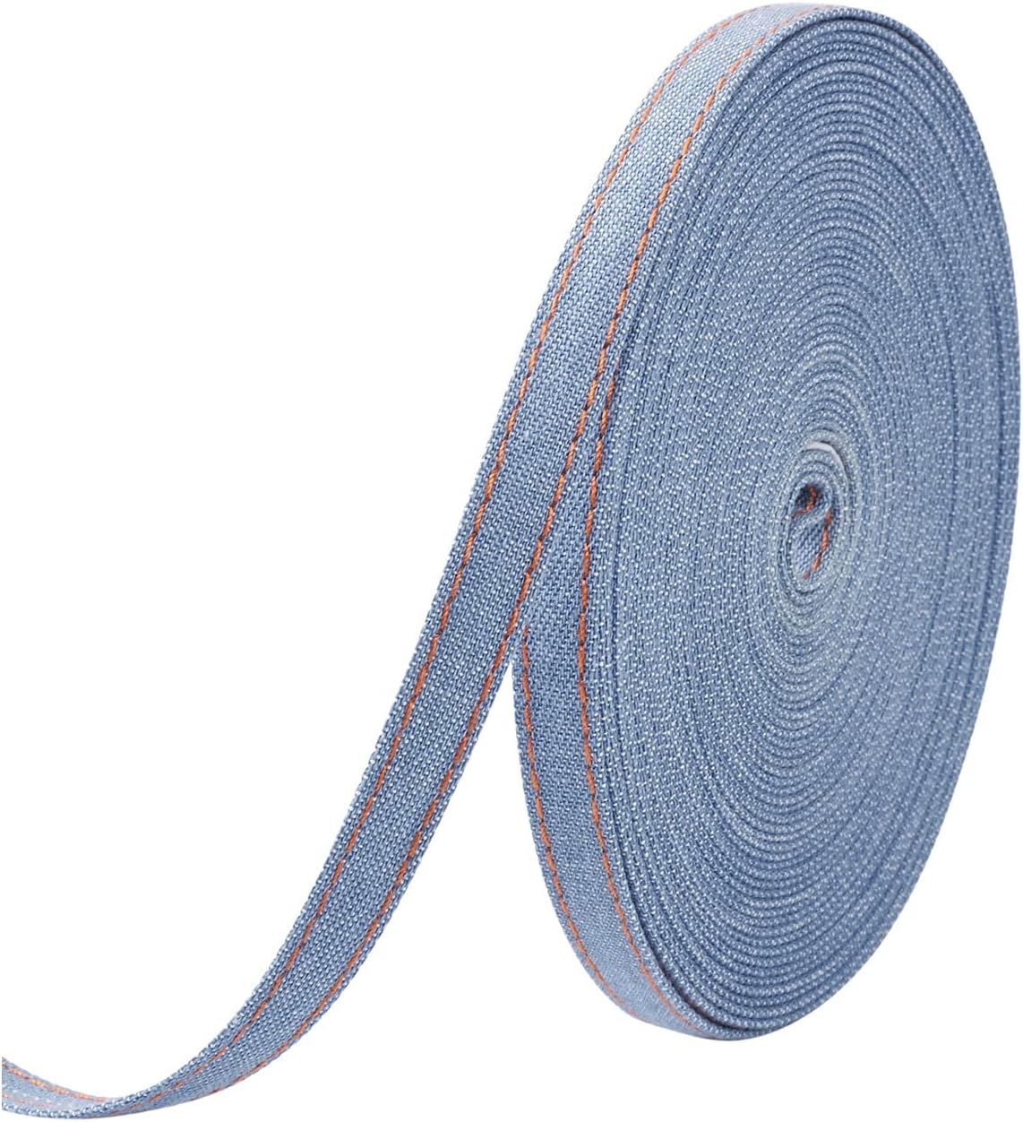 10.9 Yards 40mm Denim Cloth Jean Ribbon Wired Edge Fabric Ribbon 1-4/7 Inch Sewing Trim for DIY Craft Bow Hairclip Garment Accessories Party Wreath Floral Arrangement Gift Wrapping, Cornflower Blue